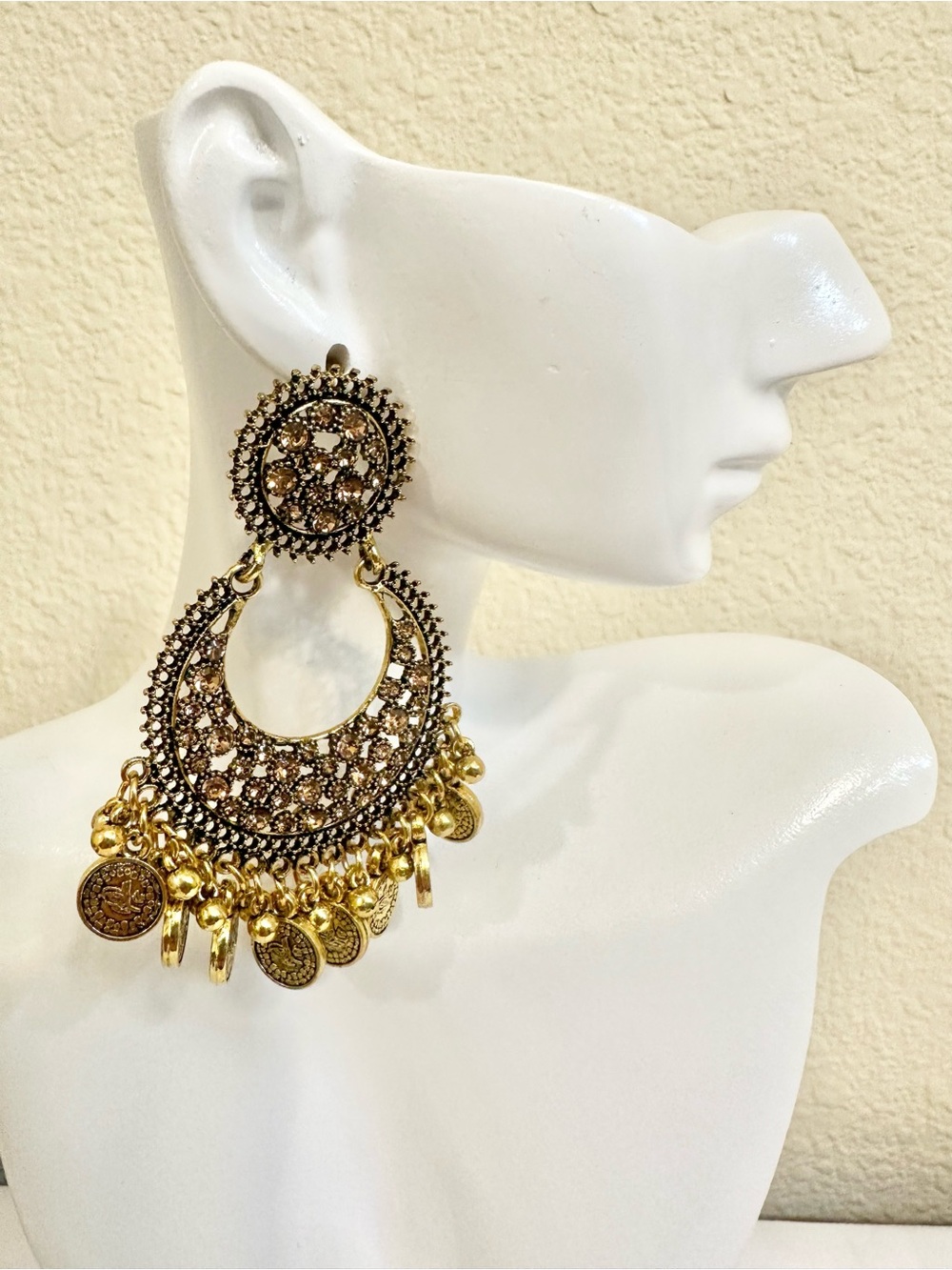 Fashion Jewelry Gold Filigree Coin Chandelier Earrings - Women Jewelry